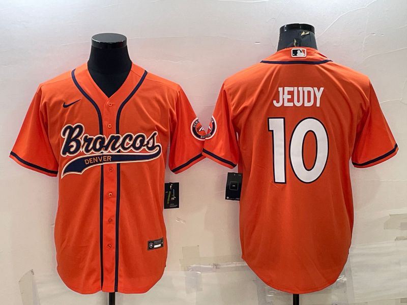 Men Denver Broncos #10 Jeudy Orange 2022 Nike Co branded NFL Jersey->women mlb jersey->Women Jersey
